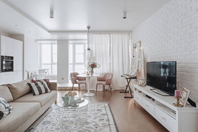 Interior design living room in white - photo