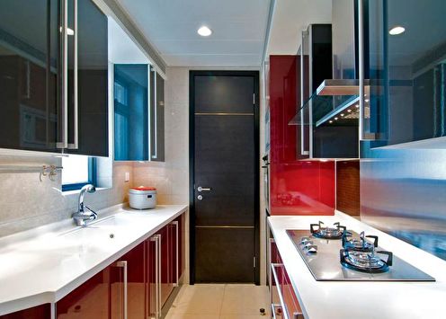 Design a narrow kitchen (78 photos)