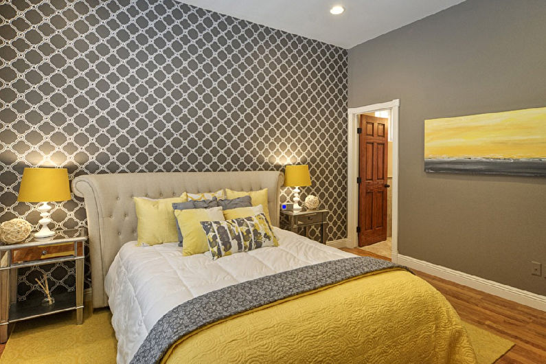 Bedroom design 9 sq.m. - grey colour