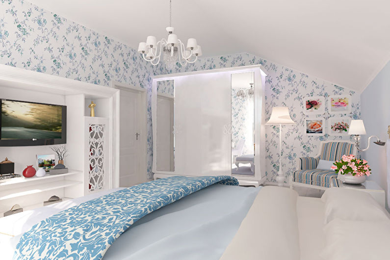 Diseño interior de dormitorio de estilo provenzal - foto