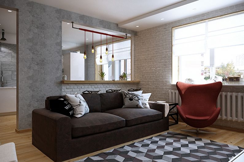 Diseño de apartamentos en estilo loft, Magnitogorsk - foto