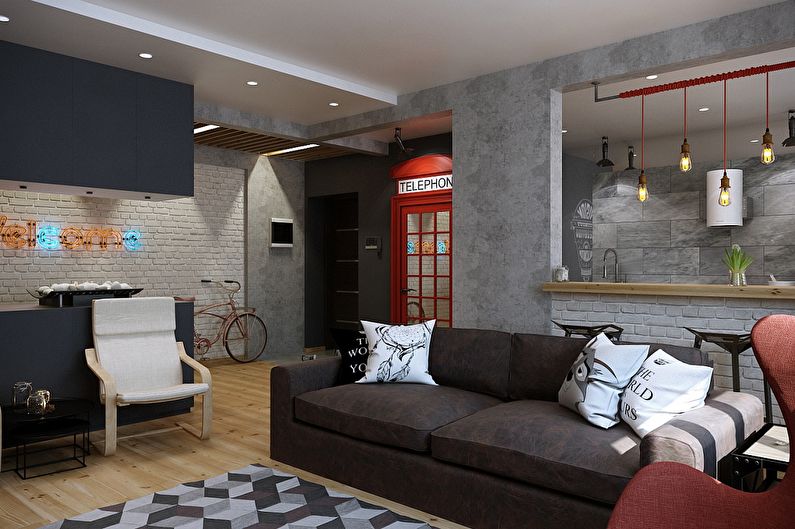 Diseño de apartamentos en estilo loft, Magnitogorsk - foto