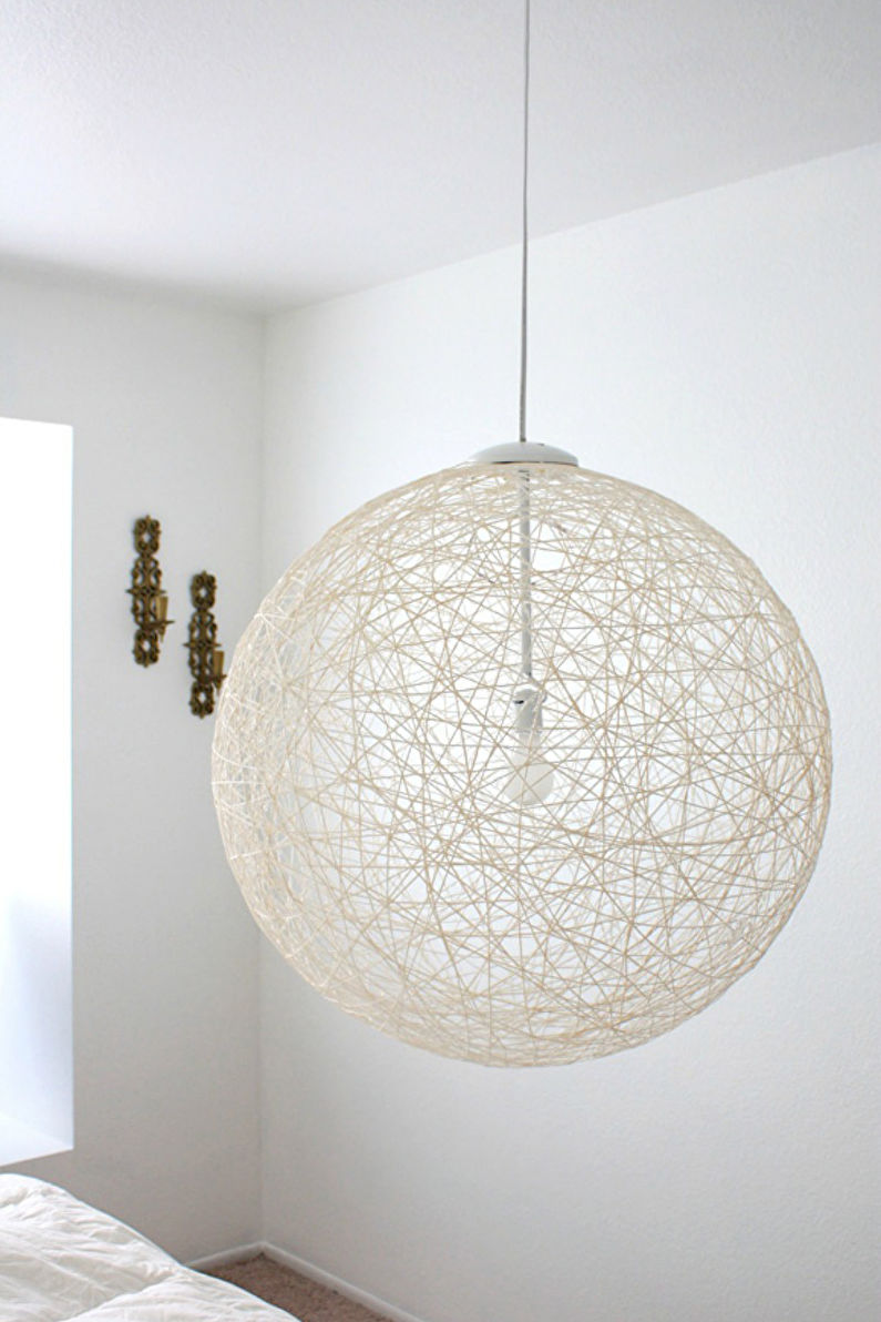 DIY dekorasyon ng silid - Thread lampshade