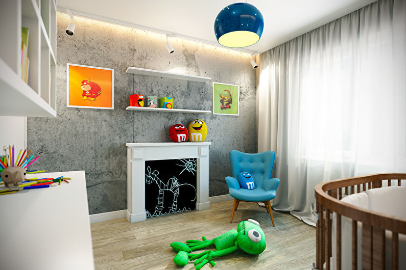 Diseño de una habitación infantil para niño en estilo loft.