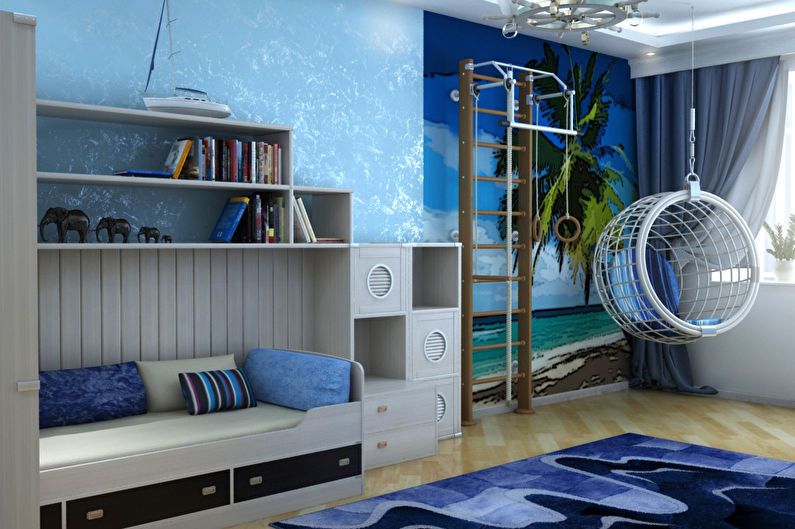 Chambre d'enfant bleu pour garçon - Design d'intérieur