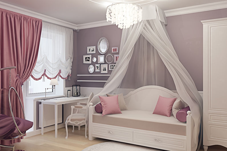 Conception d'une chambre d'enfant pour une fille dans un style classique