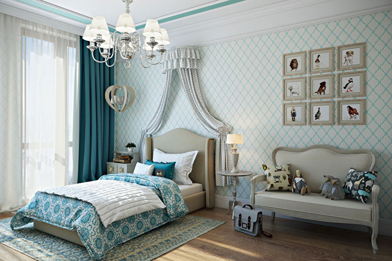 Design of a children's room for a girl in a classic style