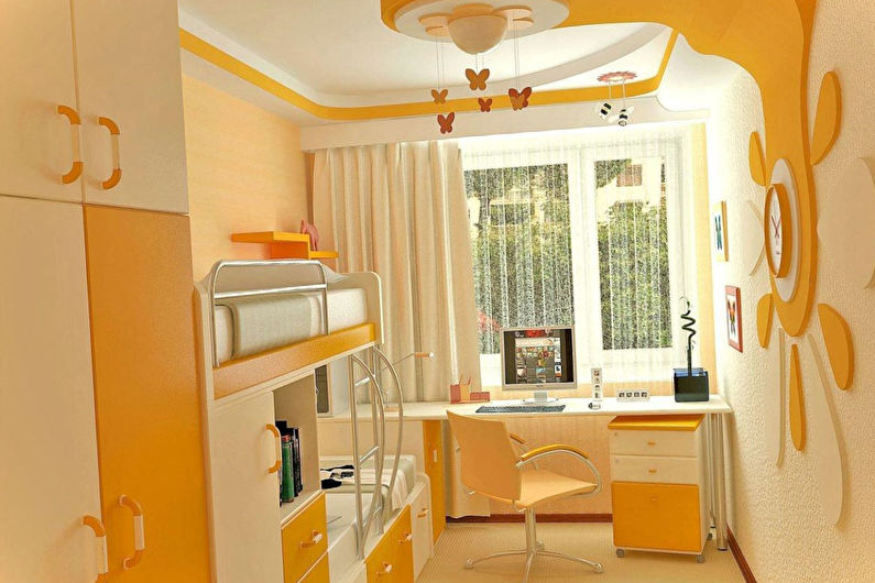 Diseño interior de una pequeña habitación infantil para niña