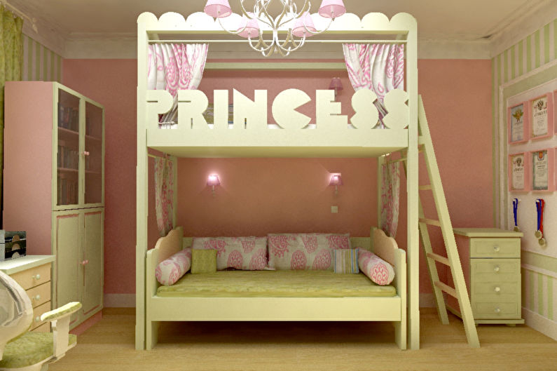 Diseño interior de una habitación infantil para una niña - foto