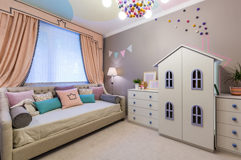 Diseño interior de una habitación infantil para una niña - foto