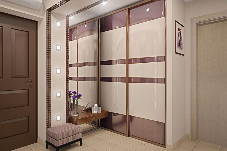 Sliding wardrobes for a hall in a modern style