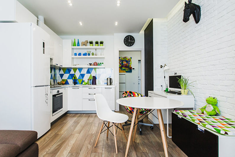 Kitchen design 12 sq.m. in scandinavian style