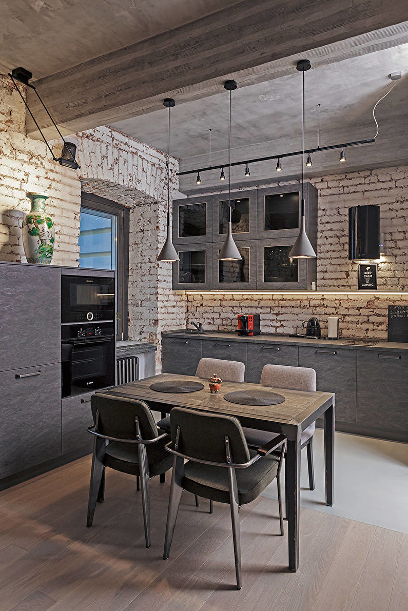 Diseño de cocina de 12 m2. estilo loft