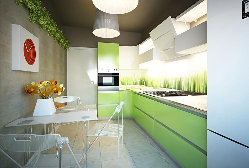 Green kitchen 12 sq.m. - Interior Design