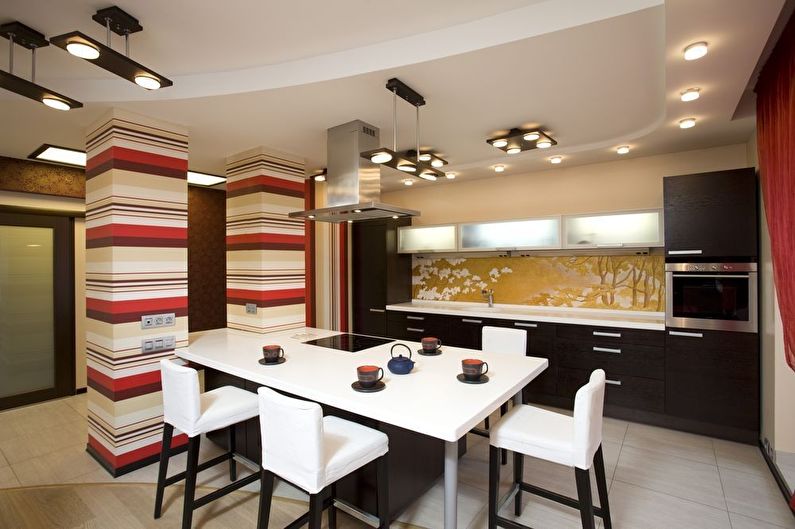 Kitchen design 12 sq.m. - proper lighting