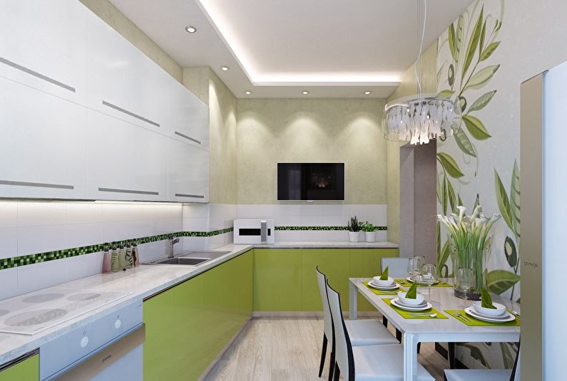 The interior design of the kitchen is 12 sq.m. - Photo