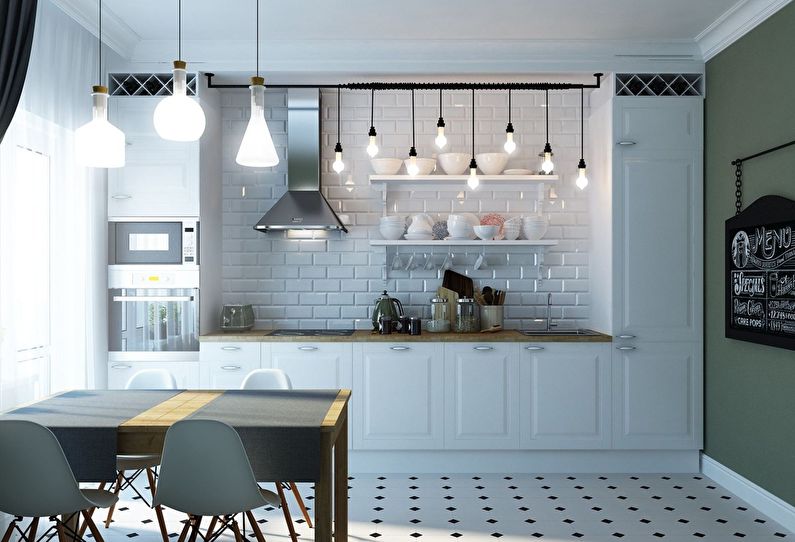 O design de interiores da cozinha é de 12 m². - Foto