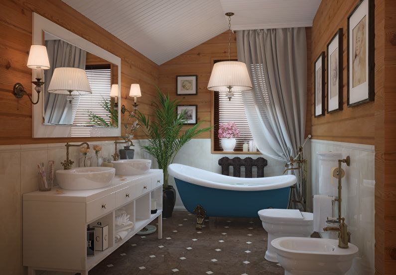 Design of a bathroom in Provence style - Plumbing