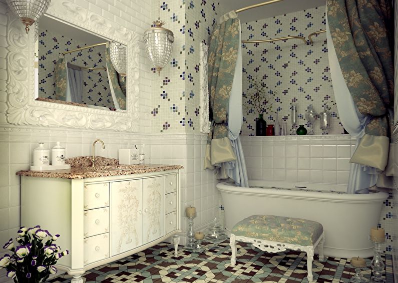 Interior design of a bathroom in provence style - photo