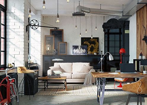 Loft stil lejlighed design (100+ fotos)