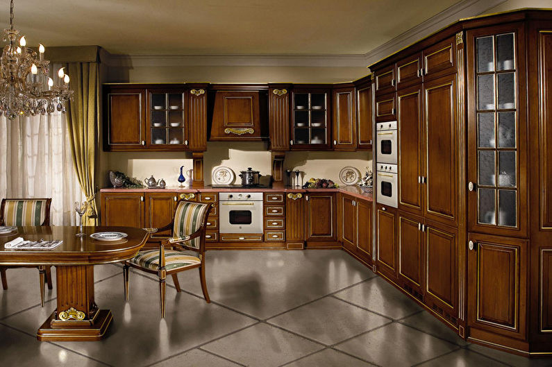 Brown kitchen in classic style - Interior Design