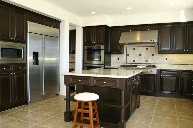 Brown kitchen interior design - photo