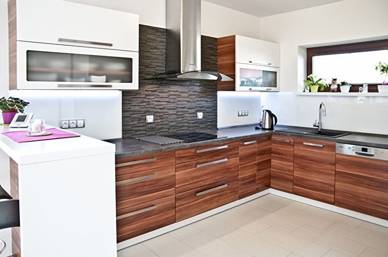 Brown kitchen interior design - photo