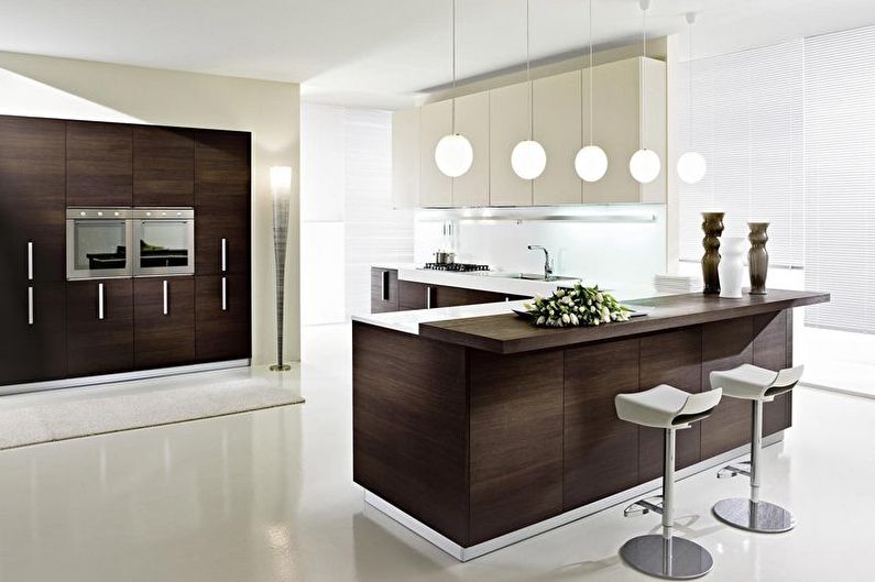 Design de interiores de cozinha marrom - foto