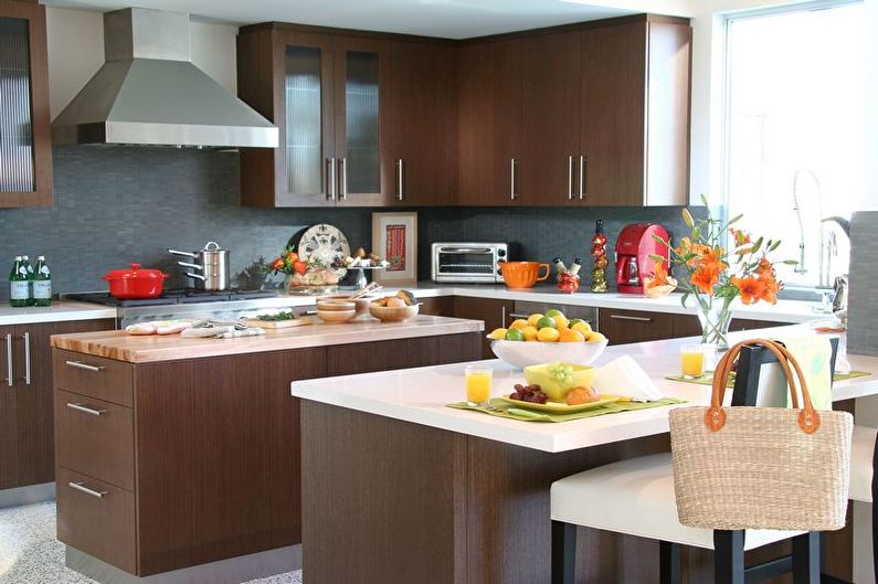 Brown kitchen interior design - photo