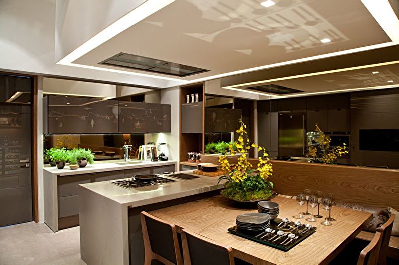 Brown kitchen interior design - photo