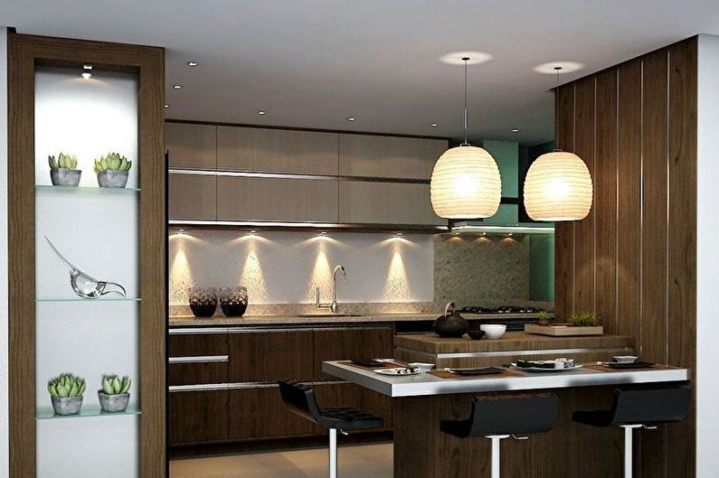 Design de interiores de cozinha marrom - foto