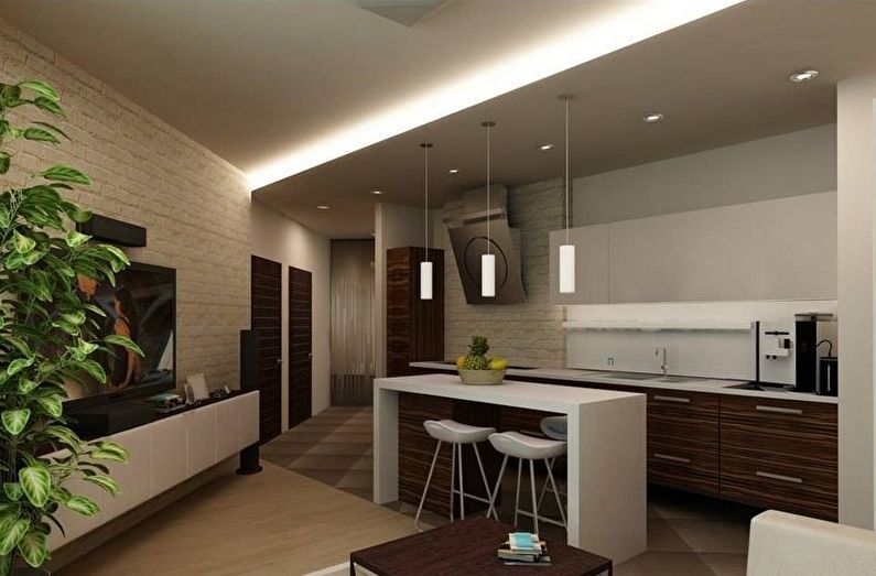 Design de interiores de cozinha marrom - foto