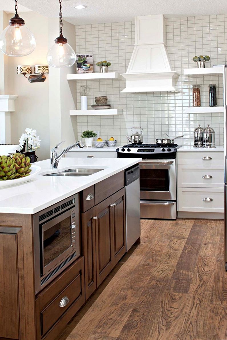 Brown kitchen interior design - photo