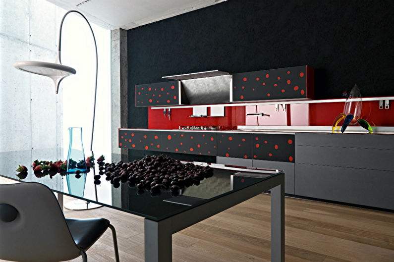 Cucina rossa e nera nello stile del minimalismo - Interior Design