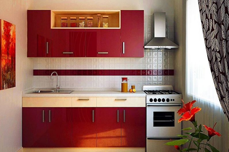 Dapur merah dan hitam - Foto Reka Bentuk Dalaman