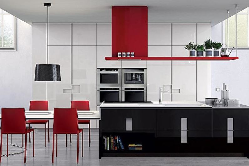 Cozinha vermelha e preta - foto de design de interiores