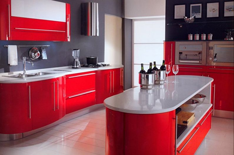 Cocina roja y negra - Foto de diseño de interiores