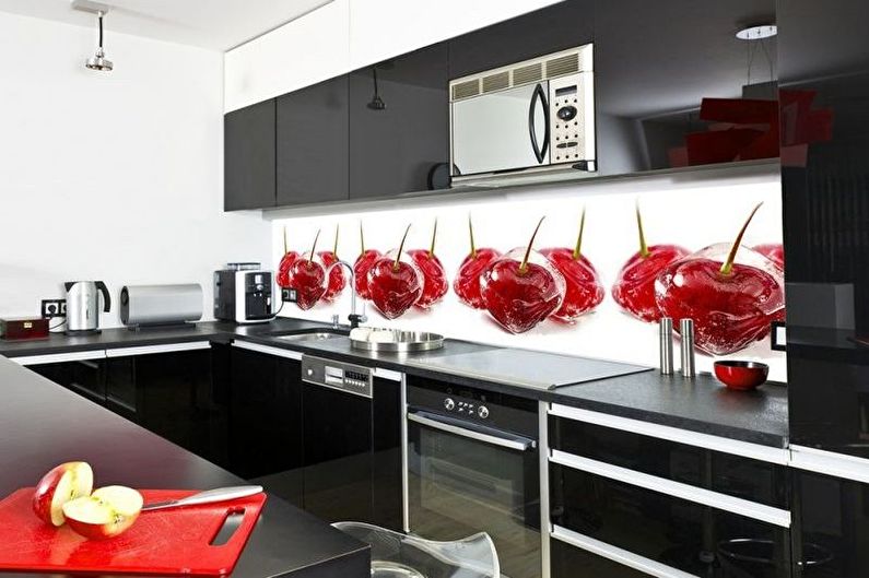 Cocina roja y negra - Foto de diseño de interiores