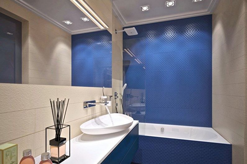 Minimalismo baño azul - Diseño de interiores