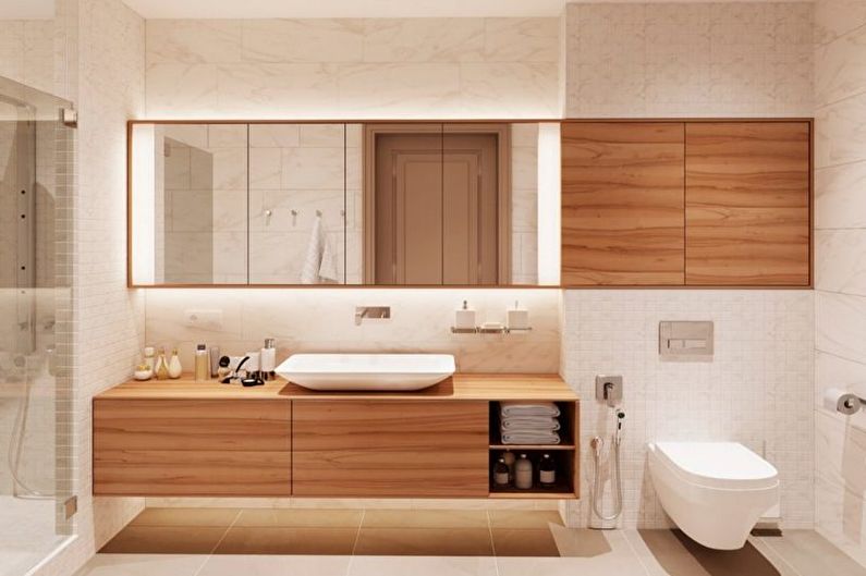 Diseño de interiores de baño de estilo minimalista - foto