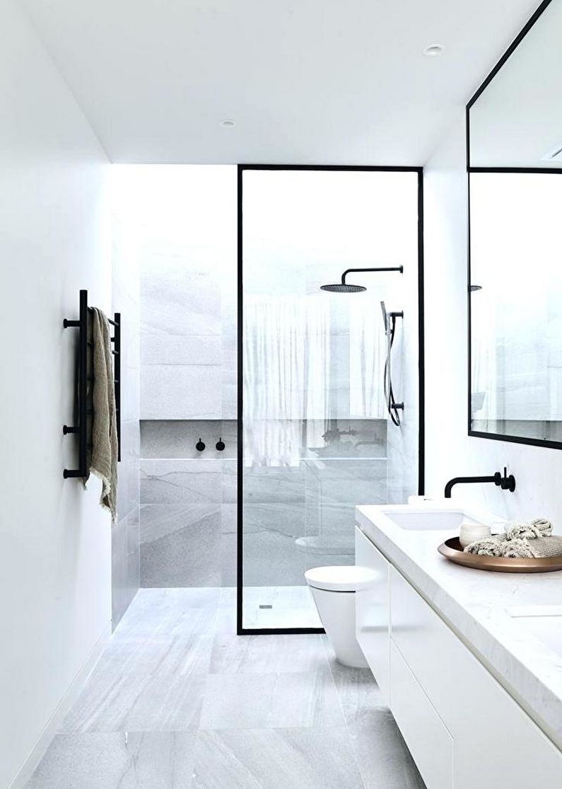 Diseño de interiores de baño de estilo minimalista - foto