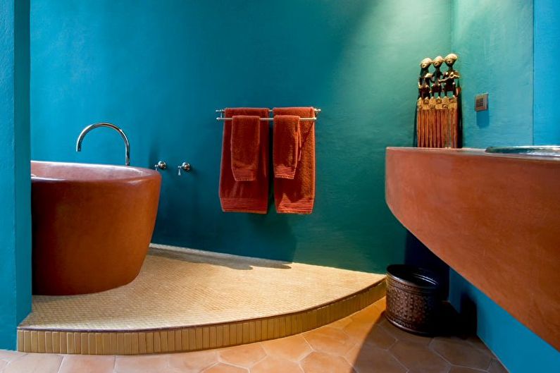 Turquoise bathroom in oriental style - Interior Design