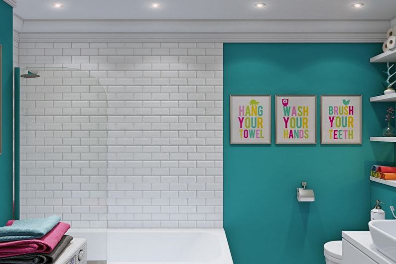 Diseño de baño turquesa - Decoración e iluminación