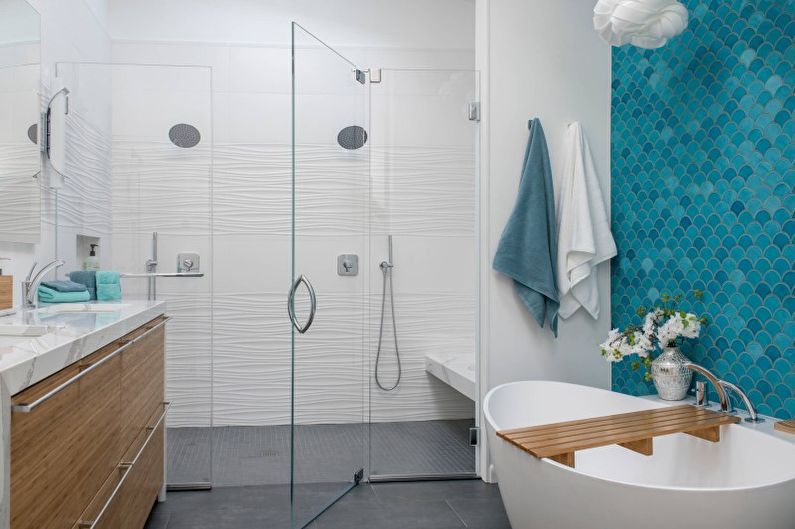 Salle de bain turquoise - photo de design d'intérieur