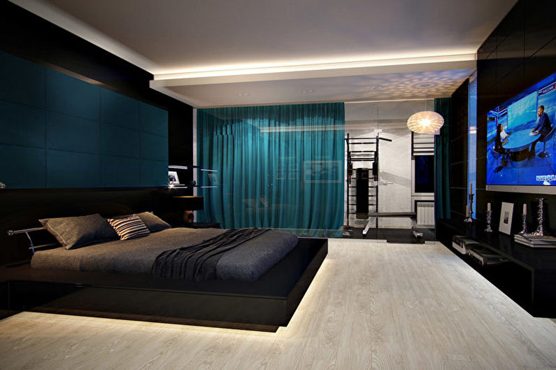 Turquoise high-tech bedroom - Interior Design