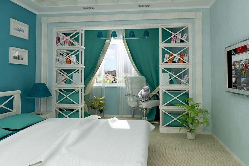 Turquoise bedroom - larawan sa interior design