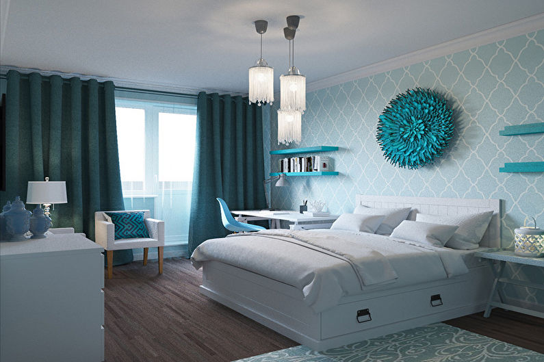 Turquoise bedroom - interior design photo