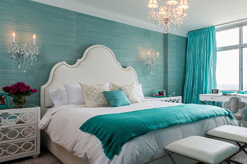 Turquoise slaapkamer - interieur design foto