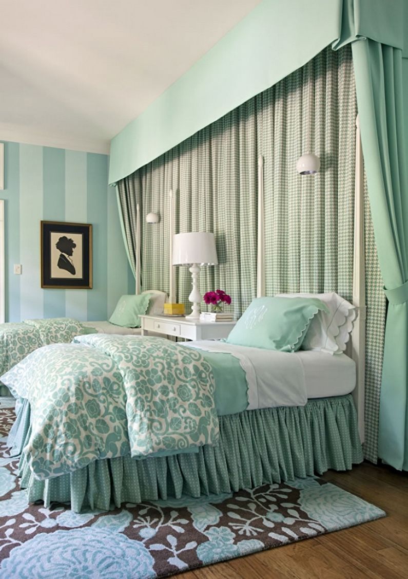 Turquoise slaapkamer - interieur design foto