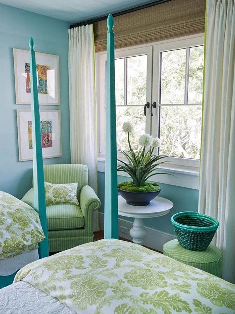 Turquoise slaapkamer - interieur design foto